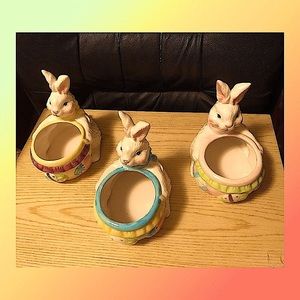 🎉🐣Easter Egg ceramic Bunny Rabbit Holders 🎉🐣